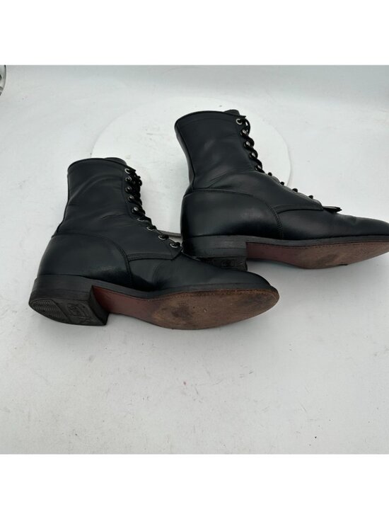 Justin Men Size 8E Black Leather Kiltie Fringe Lace Up Cowgirl Packer Boot